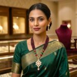 Kundan Pendant with Beads Necklace and Earring Set - Maroon