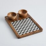 2 Bowl charcuterie board | Wooden Platter for Gift
