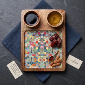 2 Bowl charcuterie board | Wooden serving platter