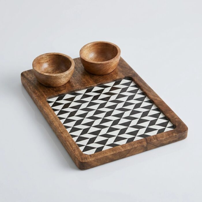 2 Bowl charcuterie board | Wooden Platter for Gift