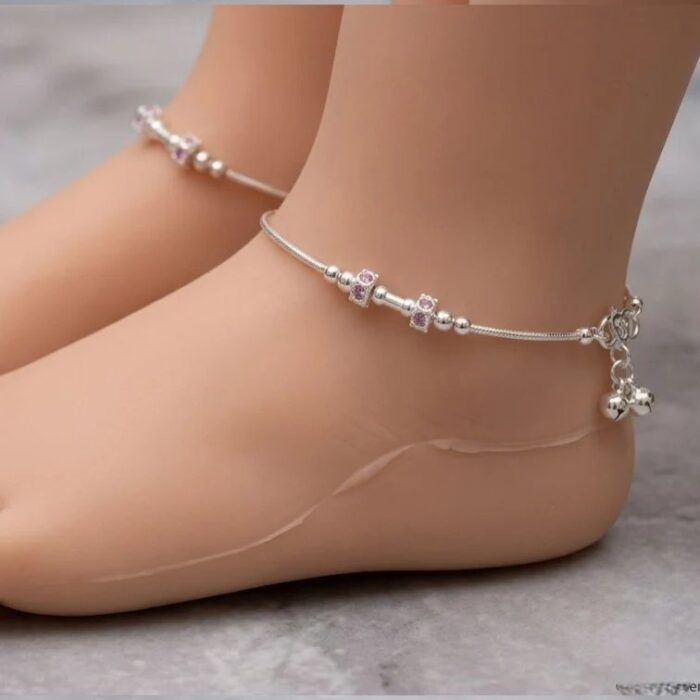 Pair of Pure Silver Anklet - 6.5 inch | Pure silver anklet for baby - Image 3