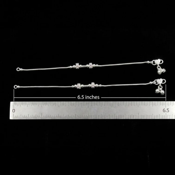 Pair of Pure Silver Anklet - 6.5 inch | Pure silver anklet for baby - Image 5