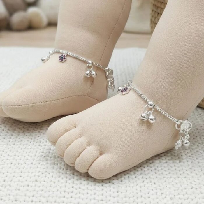 Pair of Pure Silver Anklet - 5.5 inch | Silver Anklet for Baby - Image 2