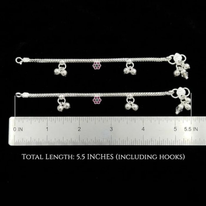 Pair of Pure Silver Anklet - 5.5 inch | Silver Anklet for Baby - Image 4