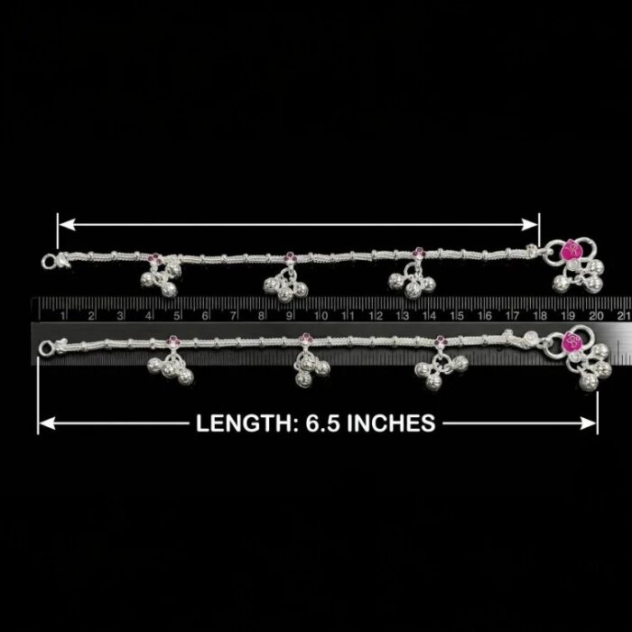 Pair of Pure Silver Anklets - 6.5 inch | Silver Anklet for Baby - Image 4