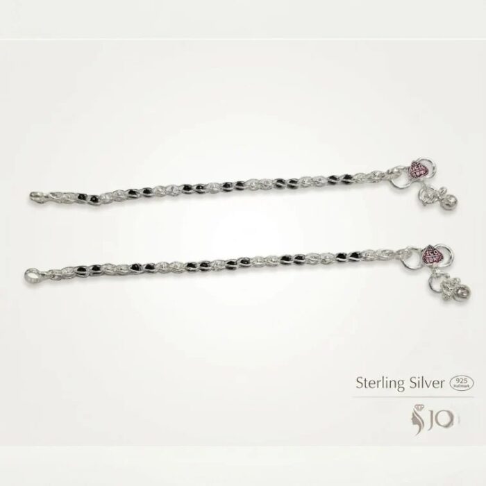 Pair of pure silver anklets - 5 inch | Chandi ki payal for Baby - Image 5