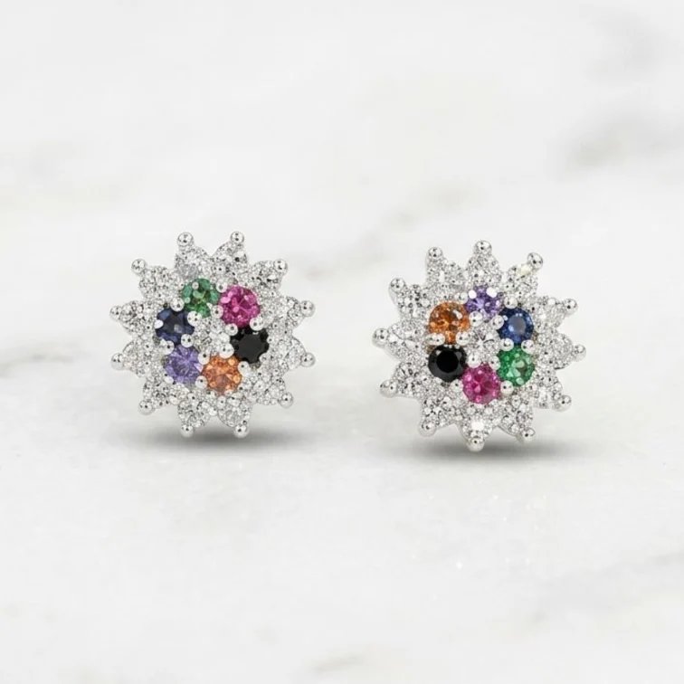 1781039398089.webp 925 Sterling Silver Stud Earrings - Starburst - Image 1