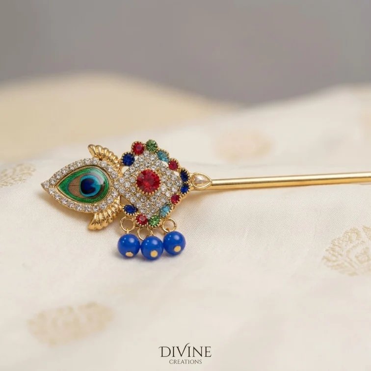 1781105686892.webp Handmade Peacock Bansuri Flute for Kanhaji Ladoo Gopal - Image 1