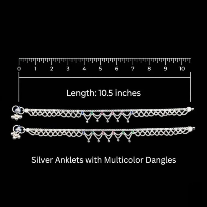 Pair of 925 Sterling Silver Anklets | 10.5 inch Silver Anklets for Adults | Chandi ki Payal - Image 6