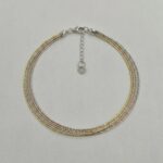 925 Sterling Silver Elegant Tri-Tone Multi-Strand Anklet / Bracelet - Image 3