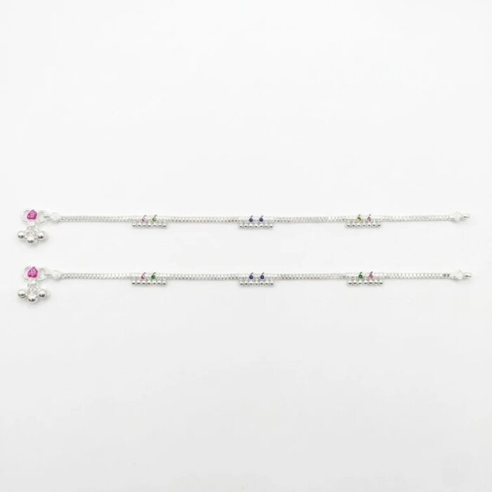 Pair of Pure Silver Anklets for Adults | 10.5" 925 Sterling Silver Payal | Asli Chandi Ki Payal - Image 2