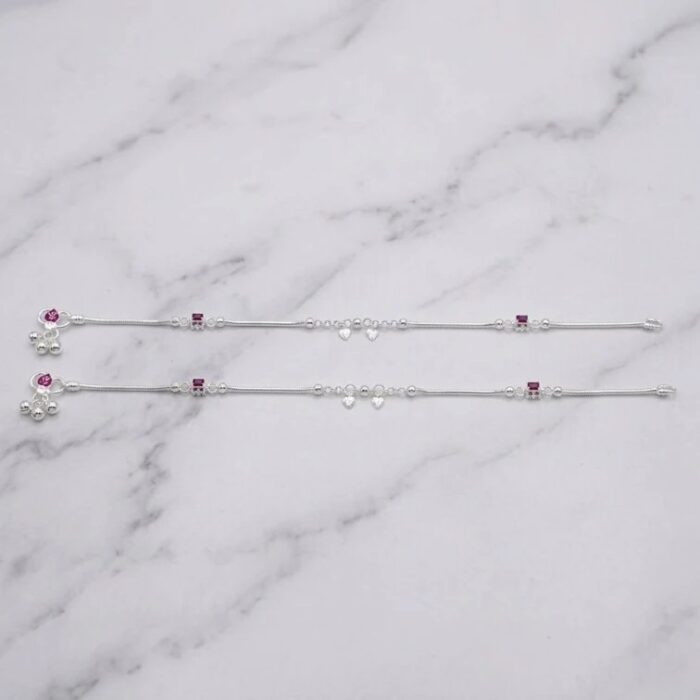 Pair of Pure Silver Anklets for Adults | 10.5" 925 Sterling Silver Payal | Asli Chandi Ki Payal - Image 2