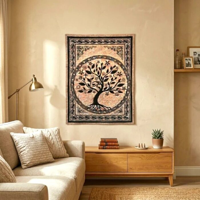 Celtic Tree of Life Tapestry | Cotton Tapestry 41x29 Inch - Image 3