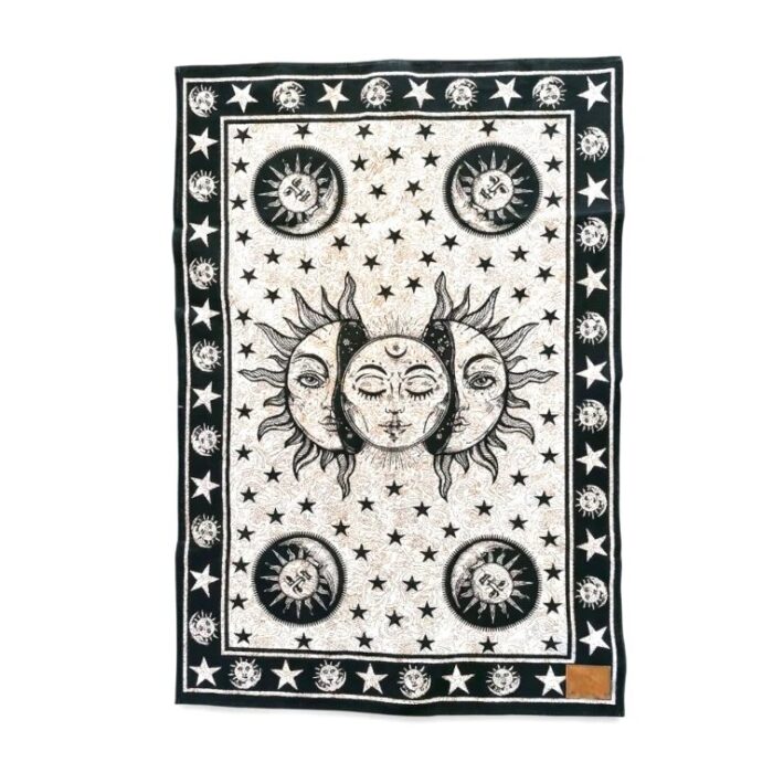 Mystical Celestial Sun & Moon Tapestry | Cotton Tapestry 41x29 Inch - Image 3