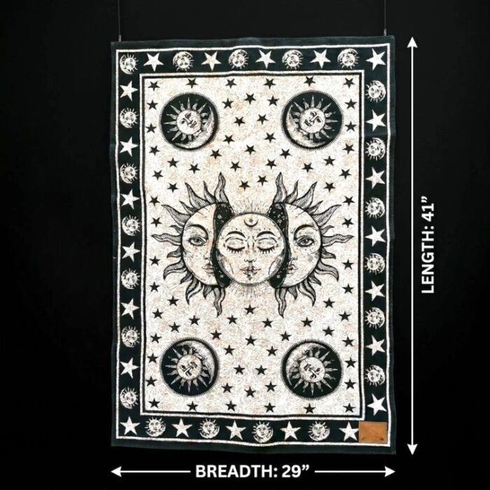 Mystical Celestial Sun & Moon Tapestry | Cotton Tapestry 41x29 Inch - Image 5