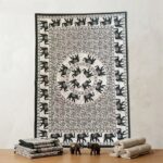 Monochrome Elephant Mandala Tapestry | Cotton Tapestry 41x29 Inch - Image 2