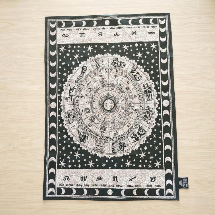 Cosmic Weave Celestial Zodiac | Cotton Tapestry 41x29 Inch