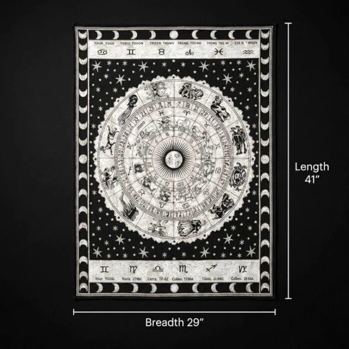 Cosmic Weave Celestial Zodiac | Cotton Tapestry 41x29 Inch - Image 5