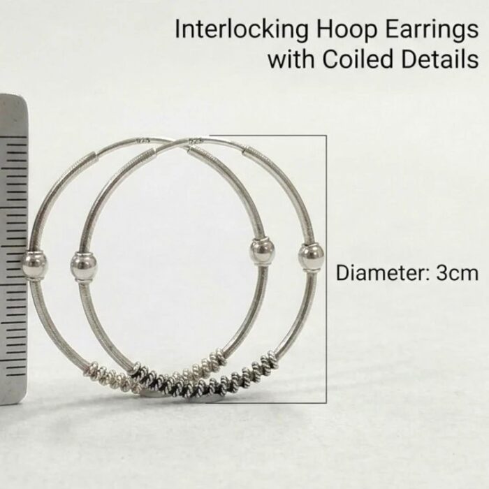 925 Sterling Silver - 3cm - Hoop Earrings - Image 5