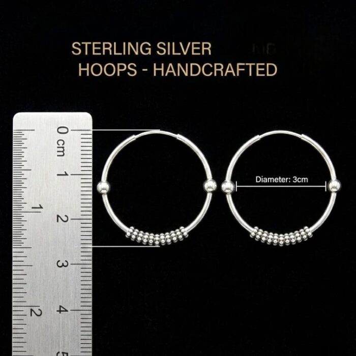 925 Sterling Silver - 3cm - Hoop Earrings - Image 7