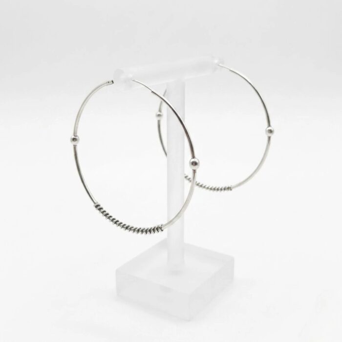 925 Sterling Silver - 5cm - Hoop Earrings - Image 4