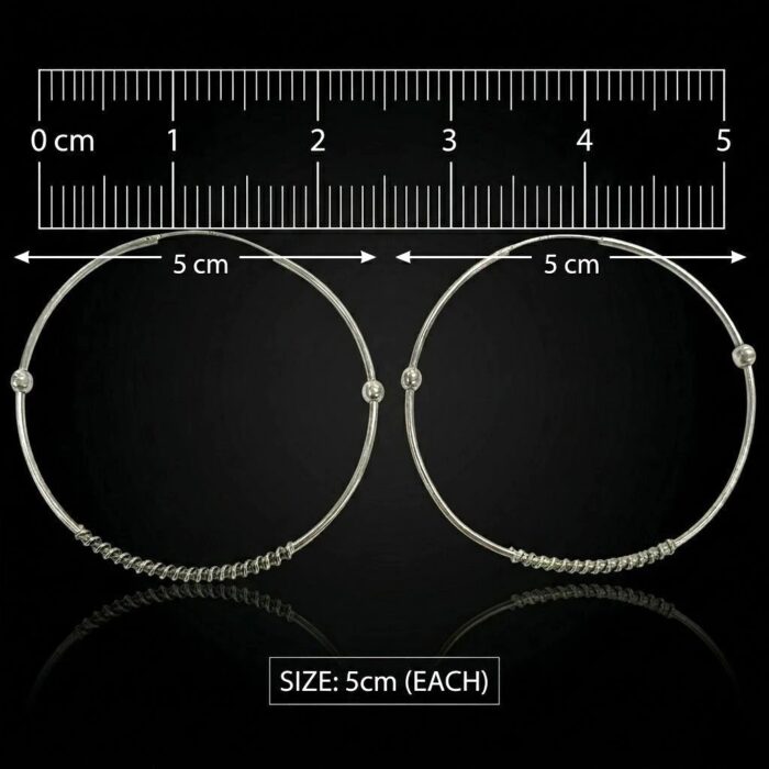 925 Sterling Silver - 5cm - Hoop Earrings - Image 6