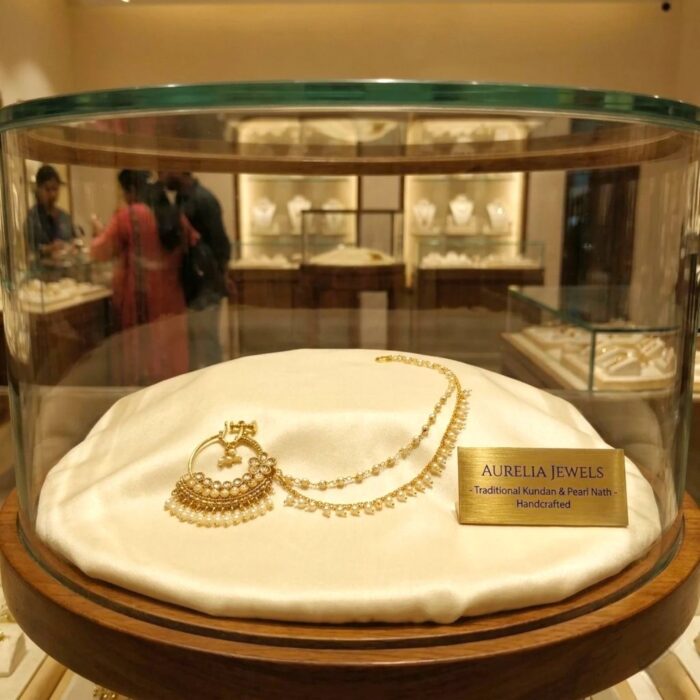 Traditional Kundan & Pearl Bridal Nath - Image 4