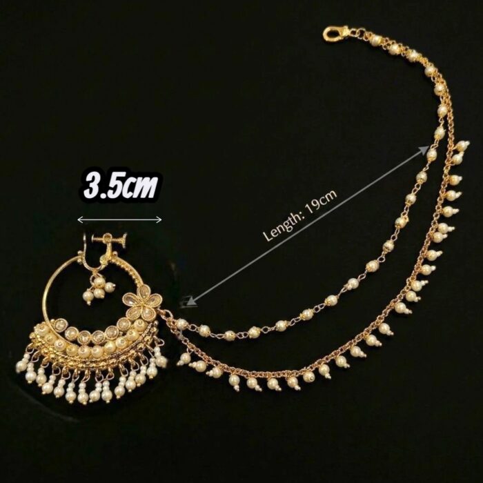 Traditional Kundan & Pearl Bridal Nath - Image 5