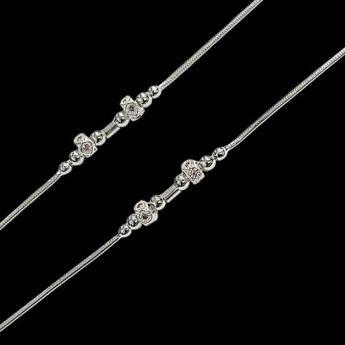 Pair of Pure Silver Anklet - 6.5 inch | Pure silver anklet for baby - Image 4