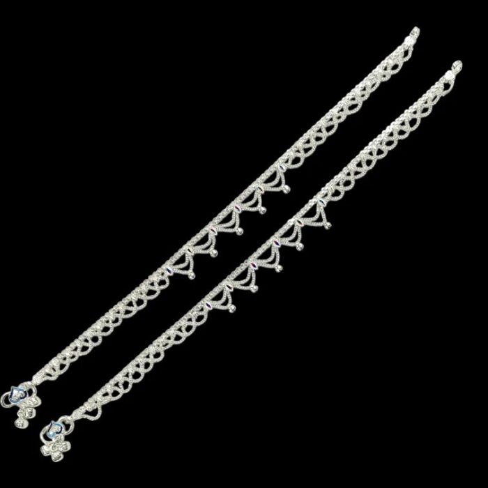 Pair of 925 Sterling Silver Anklets | 10.5 inch Silver Anklets for Adults | Chandi ki Payal - Image 3