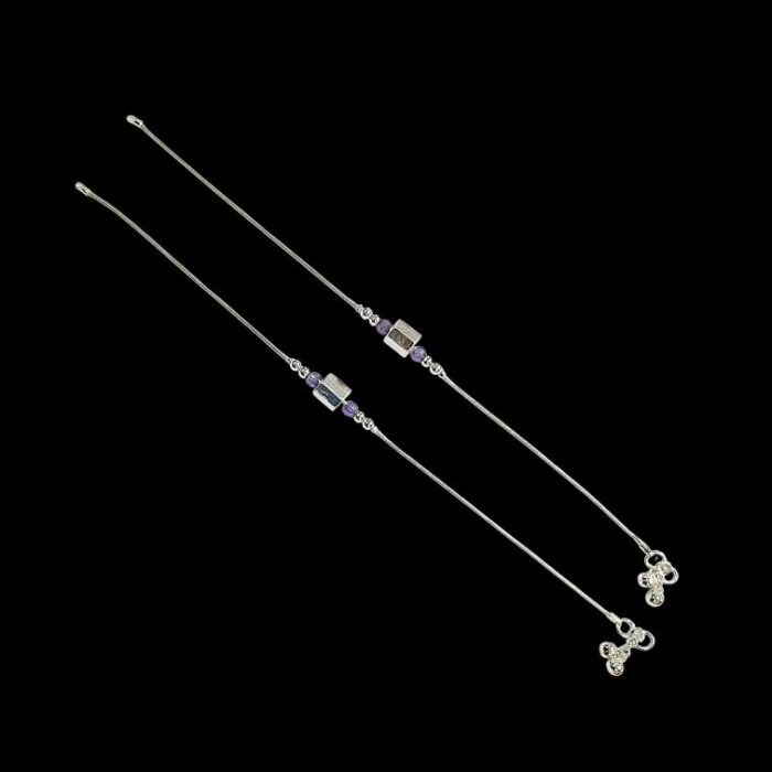 Pair of Pure Silver Anklet - 8.5 inch | Pure silver ankle bracelet - Image 4