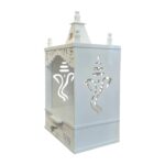 Wooden Puja Mandir for home - 15in x 28in x 10in | White MDF with OM Led Backlit Panel - Image 3