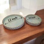 Dimensions of Wooden serving and display tray set with gold inlay