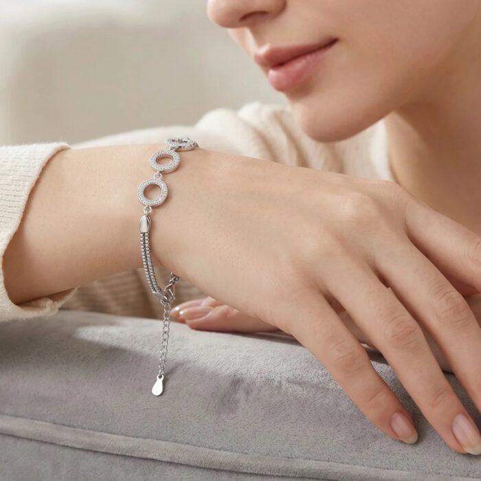 925 Sterling Silver Bracelet for Her | Zirconia Stone Bracelet | Rhodium Finish