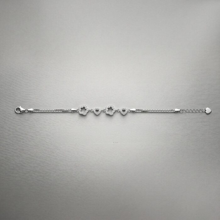 Anti tarnish silver bracelet with zirconia stones