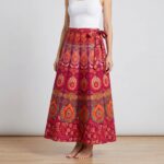 Cotton Block Print Wrap Skirt for Women