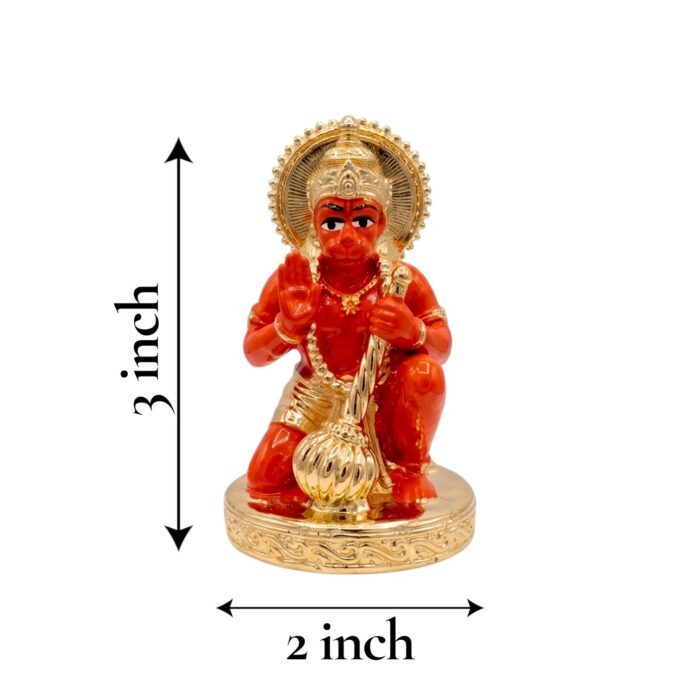 Dimensions of Gold Plated Hanuman Murti for Car