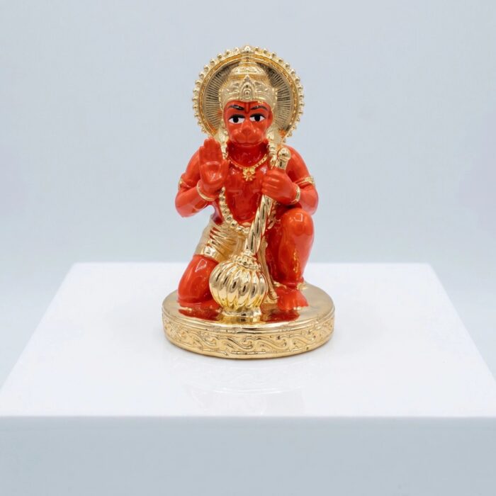 24K Gold Plated Hanuman Idol – 3 Inch | Compact Idol for Mandir & Car Dashboard