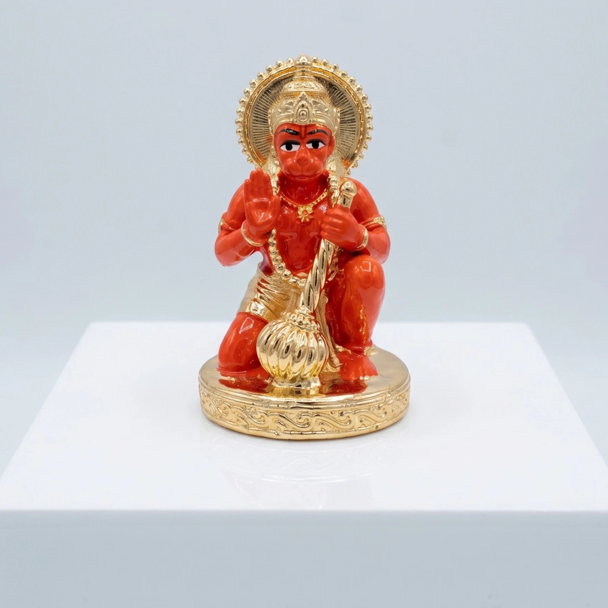 24K Gold Plated Hanuman Idol – 3 Inch | Compact Idol for Mandir & Car Dashboard