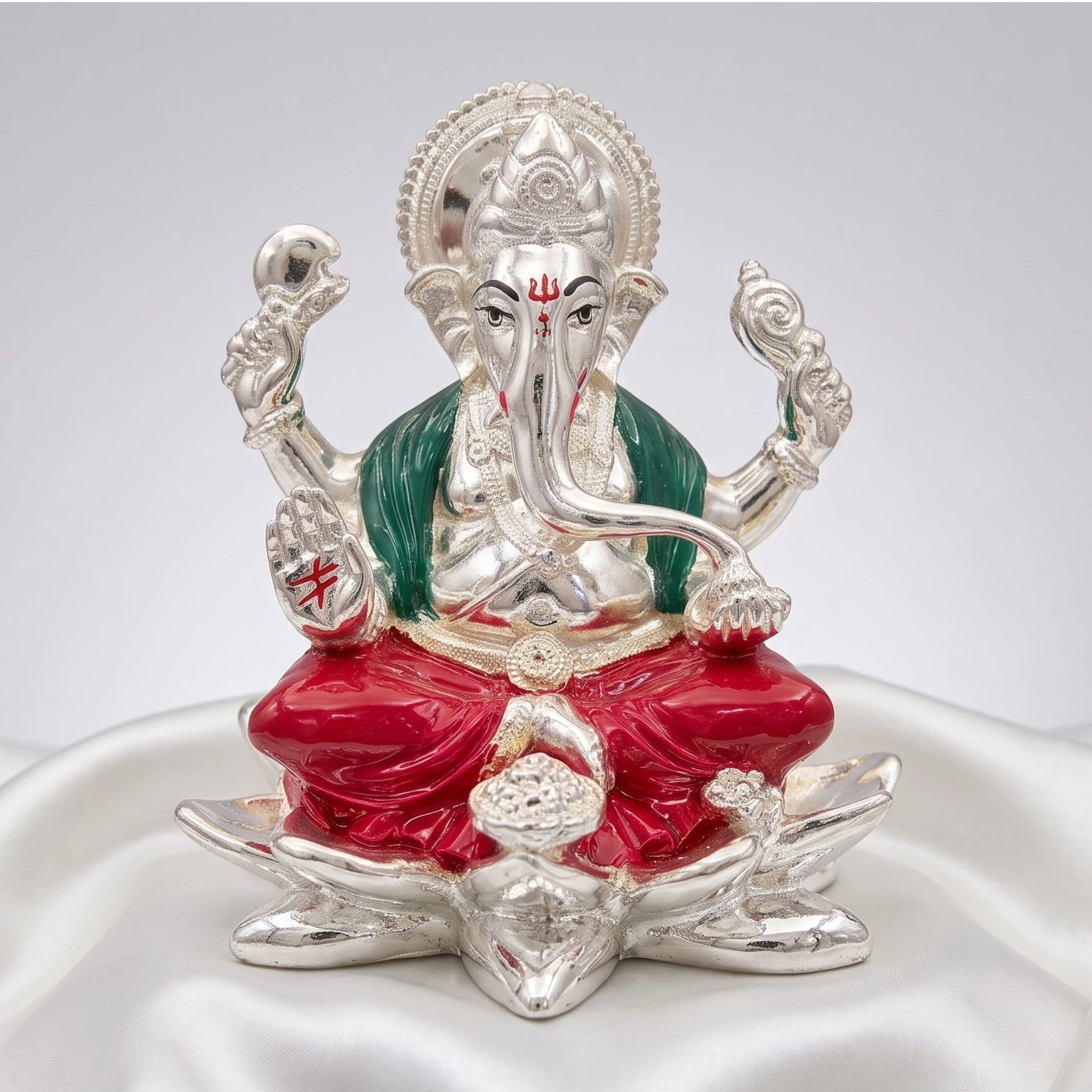 Pure silver coated Ganesha Statue for home Mandir