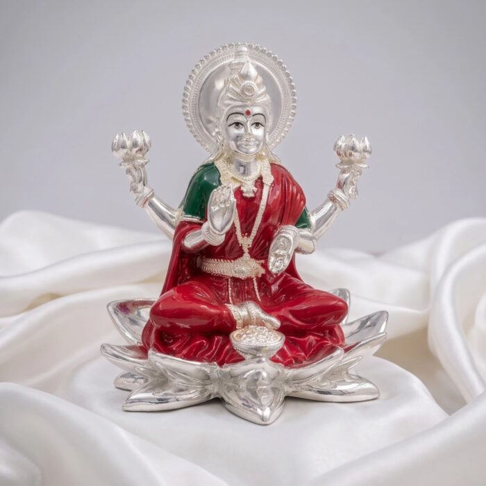Real silver coated Lakshmi Statue for home and Gift