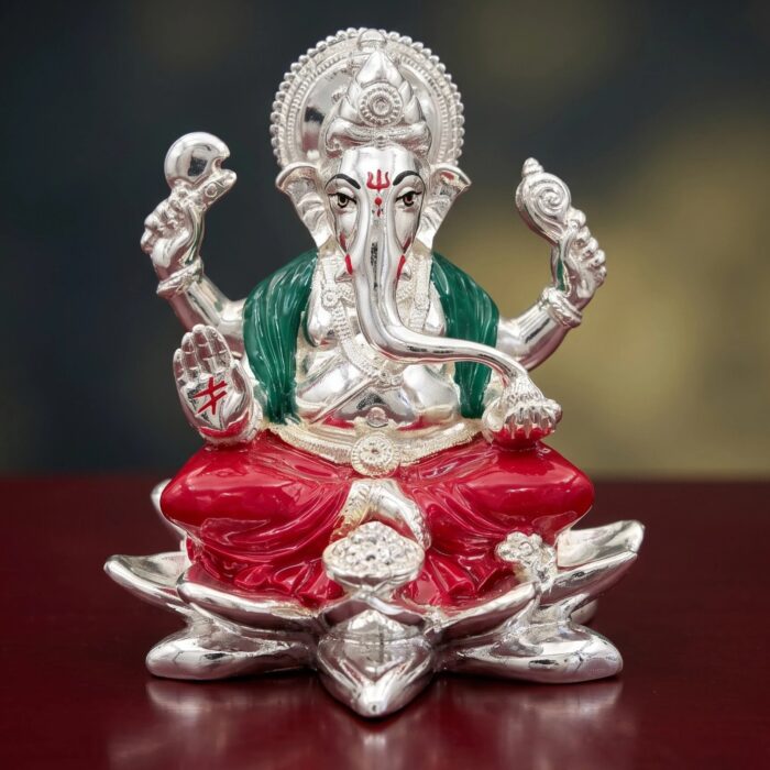 Pure silver coated Ganesha Idol for your home and Gift