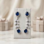 Stylish Party wear earrings - Ad stone and Sapphire Blue