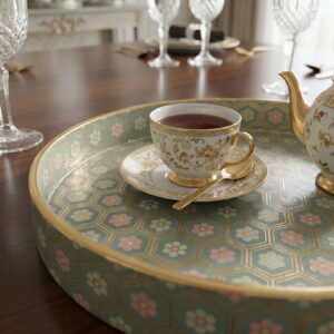 High gloss wooden decorative tray set of 2