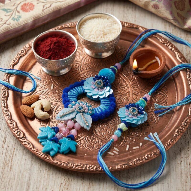 Designer Bhaiya Rakhi and Bhabhi Rakhi Set