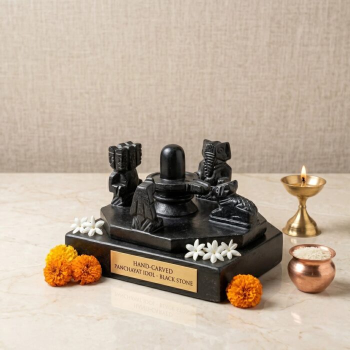 Stone Statue of Lord Shiva Parvati Ganesha Kartikeya also called as Shiv Panchayat