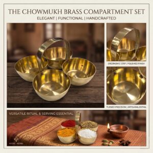 Brass Chowmukh with Handle for Hindu Rituals