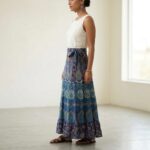 Women's Adjustable Cotton Wrap Skirt - Lightweight Summer Cotton Skirt