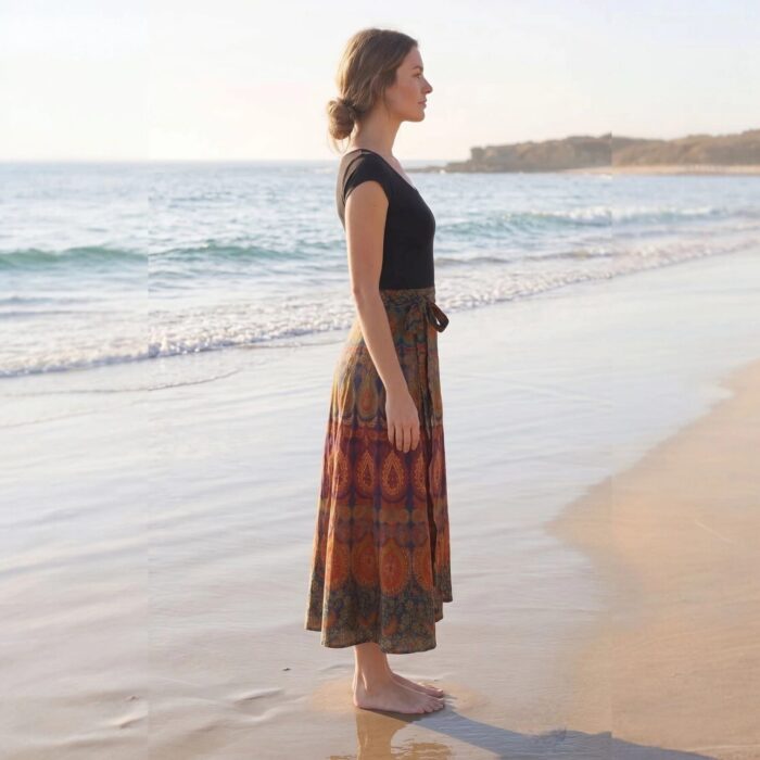Free Size Wrap Around Cotton Skirt | Traditional Indian Block Printed Skirt