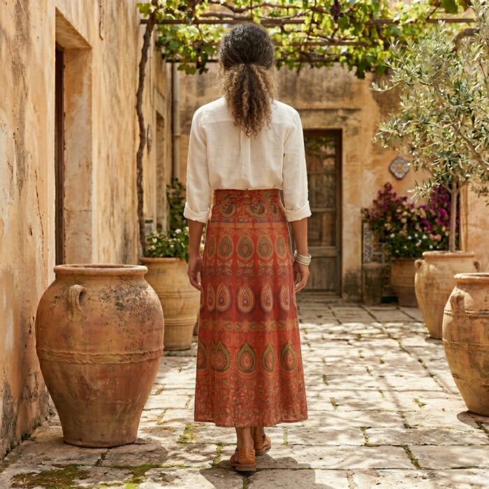 Free Size Wrap Around Cotton Skirt | Traditional Indian Block Printed Skirt